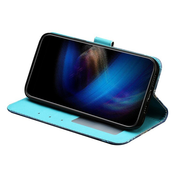 Cu clapetă pentru Xiaomi Redmi 13C / Poco C65, Wallet, Butterflies albastru