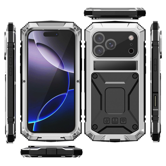Husă R-JUST cu suport și sticlă încorporată pentru iPhone 17 Pro Max