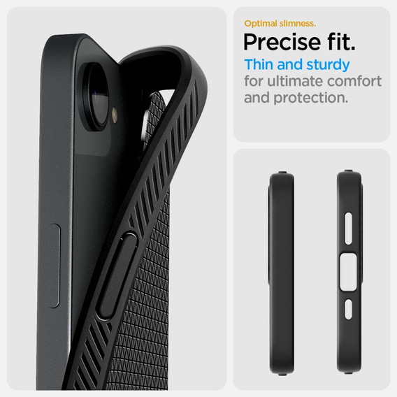 Carcasa Spigen pentru iPhone 16E, Liquid Air, negru + 9H Tempered Glass
