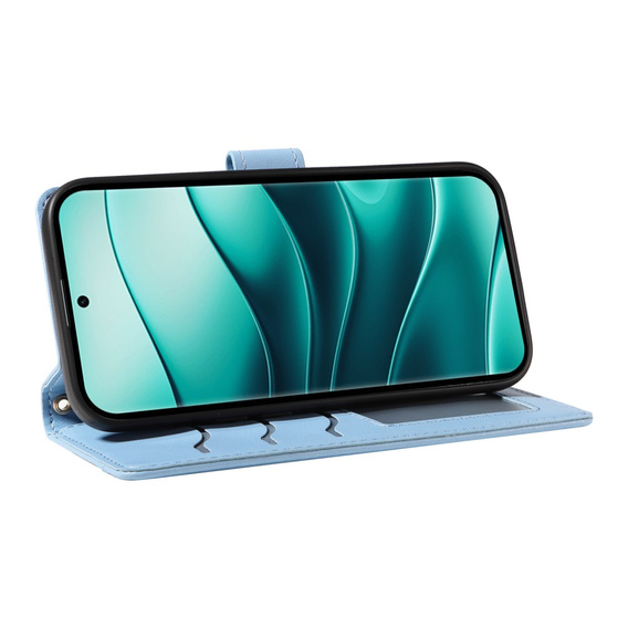 Husă cu clapetă pentru Xiaomi Redmi Note 14 Pro 5G / Xiaomi Redmi Note 14 Pro+ 5G / Xiaomi Poco X7 5G, Rhombus Crossbody Leather, albastru