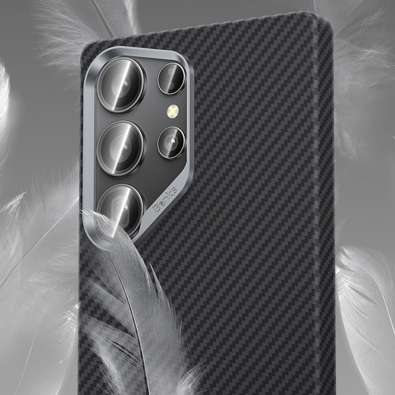Carcasa BENKS Kevlar pentru Samsung Galaxy S25, pentru MagSafe, Carbon Fiber, negru