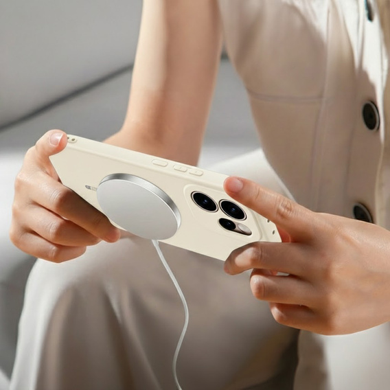 Husă din silicon Lite pentru MagSafe pentru Oppo Reno 15 Pro, albă