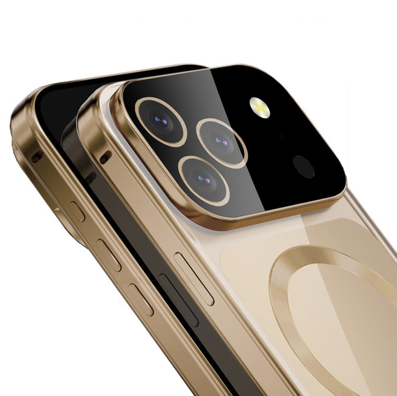 Husă magnetică dublă din sticlă pentru MagSafe pentru iPhone 17 Pro Max, auriu