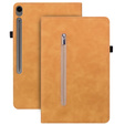 Husa pentru Samsung Galaxy Tab S10 Lite / S10 FE / S9 FE, Wallet Pen Slot, galben