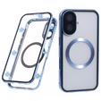 Carcasa Magnetic Dual Glass MagSafe pentru iPhone 16, albastru