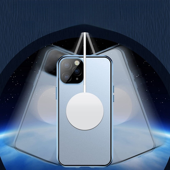 Carcasa Magnetic Dual Glass MagSafe pentru iPhone 13 Pro, albastru