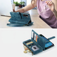 Husa CASEME pentru Samsung Galaxy A56 5G, Leather Wallet Cash and Card Slots, cu curea, albastru