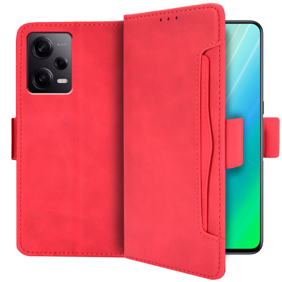 Cu clapetă pentru Xiaomi Redmi Note 12 5G / POCO X5 5G, Card Slot, roșu