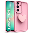Carcasa pentru Samsung Galaxy A26, Silicone Heart, roz + Sticlă temperată 9H