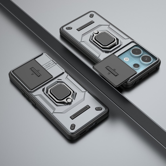 Husă pentru Xiaomi Redmi Note 13 Pro 5G, KickStand Camera Lens, gri