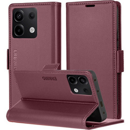 Husă pentru Xiaomi Redmi Note 13 5G, ERBORD Glossy Litchi, portofel cu clapetă, roșu