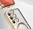 Husă pentru Samsung Galaxy S21 FE, Electro MagSafe, de aur + Sticlă pentru ecran