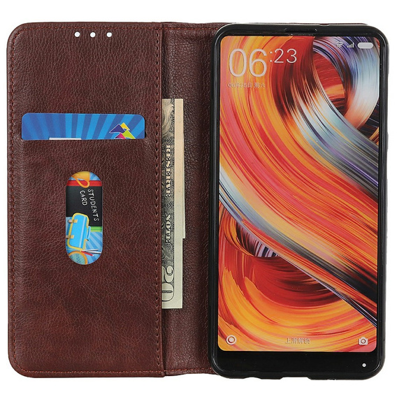 Huse pentru Samsung Galaxy A56, Wallet Litchi Leather, maro