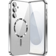 Husă pentru Samsung Galaxy S25, Electro MagSafe, de argint + Sticlă pentru ecran