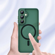 Husă pentru Samsung Galaxy S25+ Plus, pentru MagSafe, ERBORD Matt Case, verde + sticlă pentru ecran