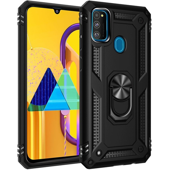 Husă blindată pentru Samsung Galaxy M21, Nox Case Ring, negru