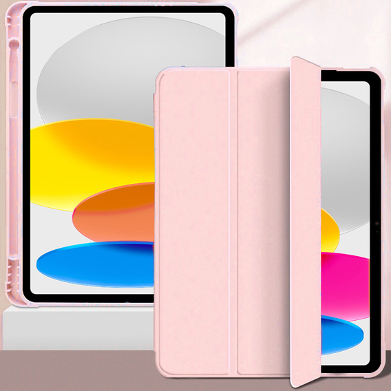 Carcasă pentru iPad 10.9 2022 10 Gen, Smart Pencil, cu suport pentru stylus, roz