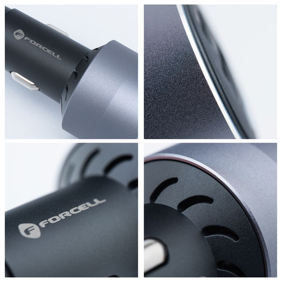 Încărcător auto Forcell F-Energy Alu 85 W, 2 × USB-C + USB-A, PD / QC 4.0 / SFC 2.0
