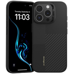 Carcasa BENKS Kevlar pentru iPhone 16 Pro, pentru MagSafe, Carbon Fiber, negru