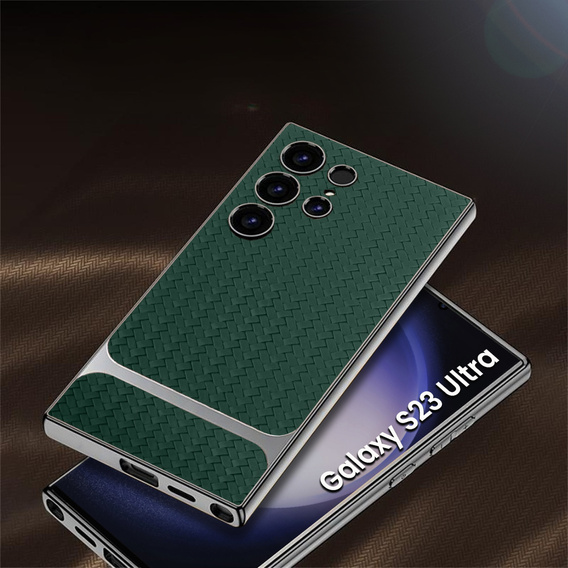 Huse pentru Samsung Galaxy S23 Ultra, GKK Woven Leather, verde