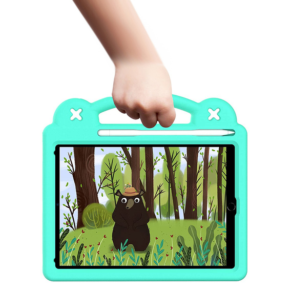 Husă pentru copii pentru iPad 9.7" 2018/2017 (6/5 gen.) / Pro 9.7" 2016, Cute Patterns, cu suport, verde
