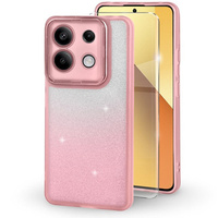 Carcasă pentru Xiaomi Redmi Note 13 5G, Glittery Powder, roz + sticlă călită 9H