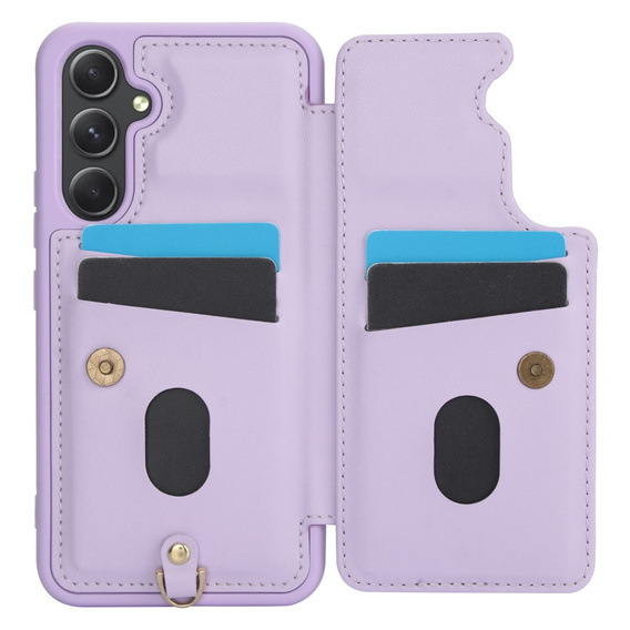 Husa pentru Samsung Galaxy A55 5G, Leather Flower Card Slot, violet