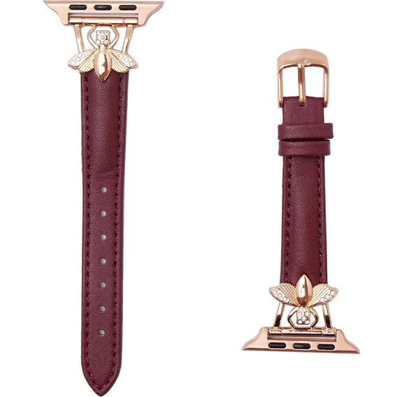 Curea din piele pentru Apple Watch 1/2/3/4/4/5/6/6/7/8/SE/Ultra 42/44/45/49mm, maroon