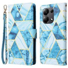 Cu clapetă pentru Xiaomi Redmi Note 13 Pro 4G / Xiaomi Redmi Note 14S / Xiaomi Poco M6 Pro 4G, Wallet, Marble albastru