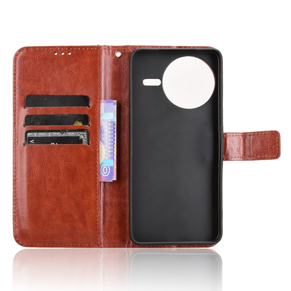Cu clapetă pentru Xiaomi Poco F7 Pro, Crazy Horse Wallet, maro