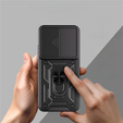 Carcasă blindată pentru Oppo Reno 14, cu protecție pentru cameră, cu suport, negru