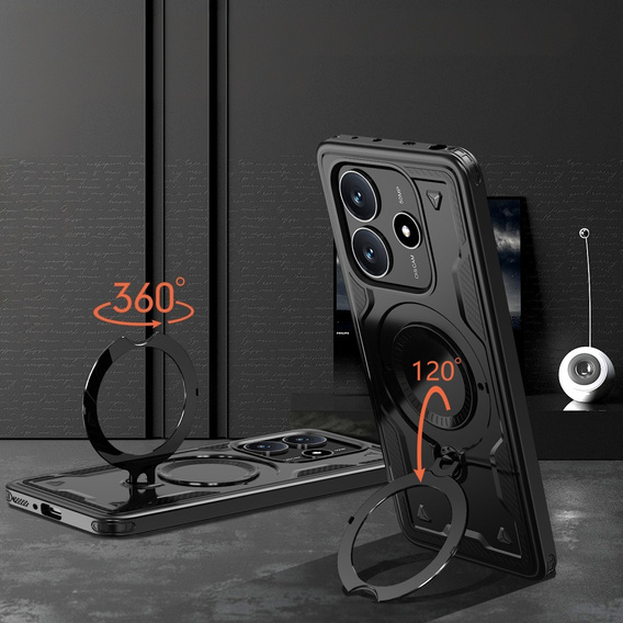 Carcasă pentru Xiaomi Redmi Note 14 5G, Military MagSafe, negru + 9H Glass