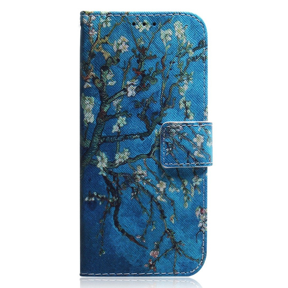 Cu clapetă pentru Samsung Galaxy A14 4G/5G, Wallet, Sakura, albastru