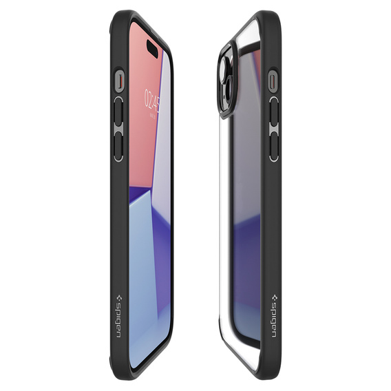 Carcasa Spigen pentru iPhone 15, Ultra Hybrid, negru + sticlă temperată 9H