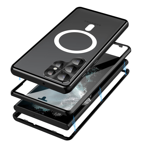 Carcasa Magnetic Dual Glass MagSafe pentru Samsung Galaxy S24 Ultra, negru