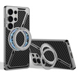 Husă pentru Samsung Galaxy S25 Ultra, GKK Kickstand Ring, pentru MagSafe, carbon negru