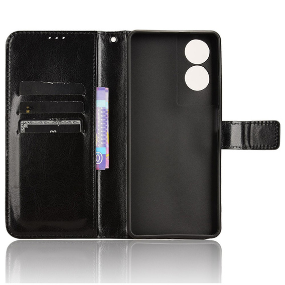 Cu clapetă pentru TCL 40 NxtPaper, Crazy Horse Wallet, negru