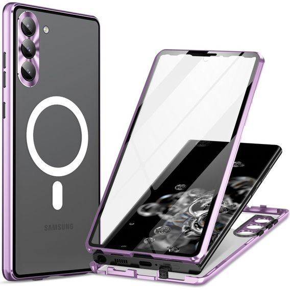 Carcasa Magnetic Dual Glass MagSafe pentru Samsung Galaxy S23, violet