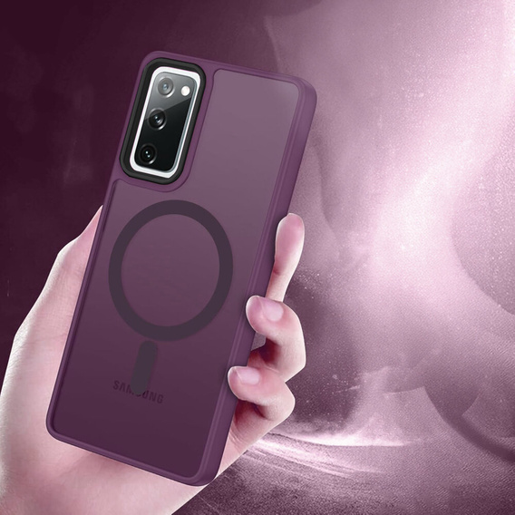 Husă pentru Samsung Galaxy S20 FE, pentru MagSafe, ERBORD Matt Case, violet închis + sticlă pentru ecran