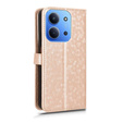 Husa cu clapetă pentru Xiaomi Redmi 15C 4G/LTE, Wallet Rhombus, de aur