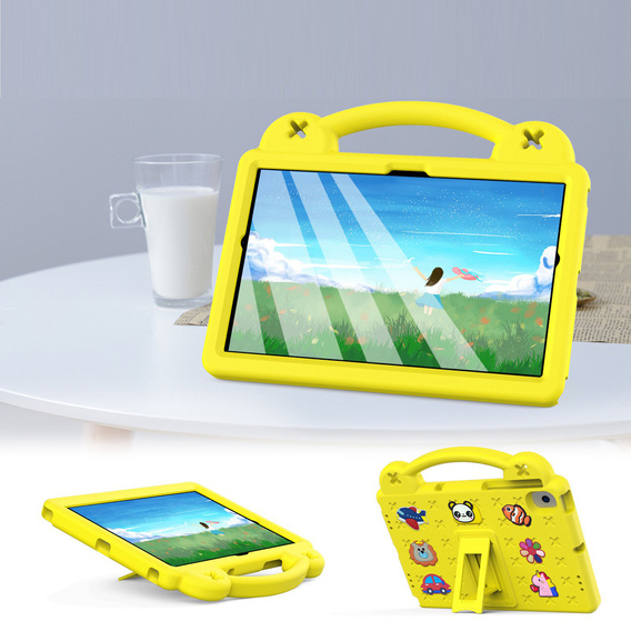 Husă pentru copii pentru Samsung Tab A8 X200 / X205, Cute Patterns, cu suport, galben