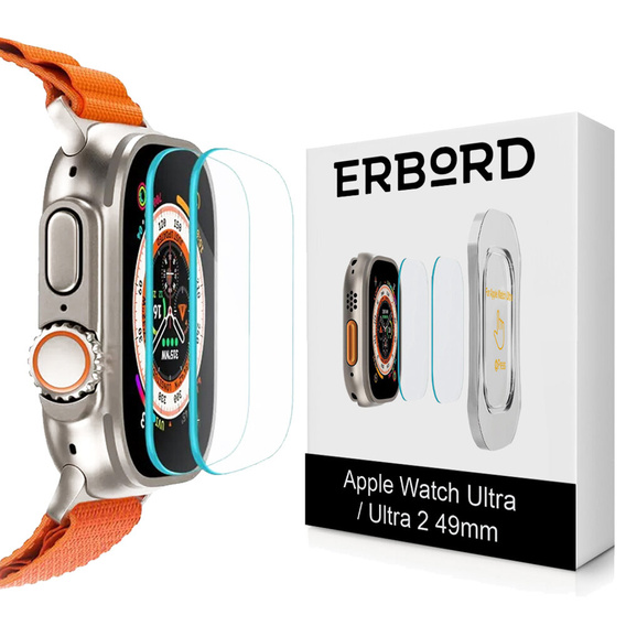 2x sticlă călită cu cadru de montare ERBORD pentru Apple Watch Ultra 1/2/3 49mm
