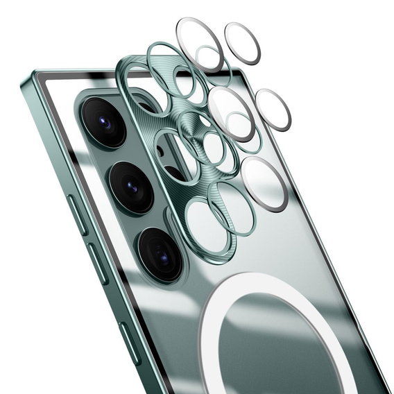 Carcasă de protecție pentru camera foto pentru Samsung Galaxy S22 Ultra, CamShield MagSafe, transparent / verde