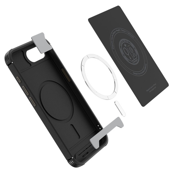 Carcasa Spigen pentru iPhone 16E, Core Armor MagSafe, negru + 9H Tempered Glass 
