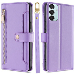Cu clapetă pentru Samsung Galaxy M15 5G, Wallet Zipper Pocket, violet