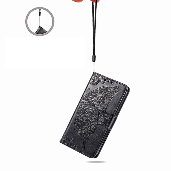 Cu clapetă pentru Samsung Galaxy M15 5G, Butterfly, negru