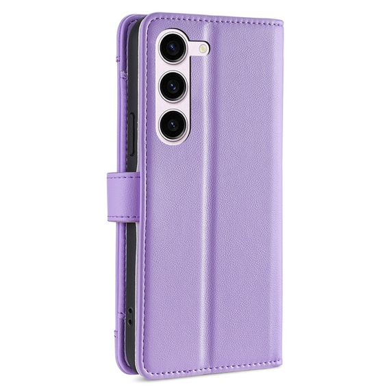 Cu clapetă pentru Samsung Galaxy S23, Wallet Zipper Pocket, violet