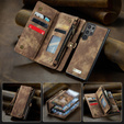 Husă CASEME pentru Samsung Galaxy S25 Ultra, Retro Leather Wallet, cu curea de umăr, maro