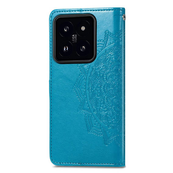 Cu clapetă pentru Xiaomi 14T Pro, Mandala, albastru