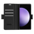 Husă pentru Samsung Galaxy S23 FE, ERBORD Glossy Litchi, portofel cu clapetă, negru